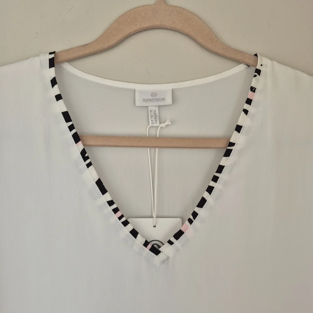 Sportalm White V-neck Multilayer Tunic Blouse NEW - Picture 4 of 11
